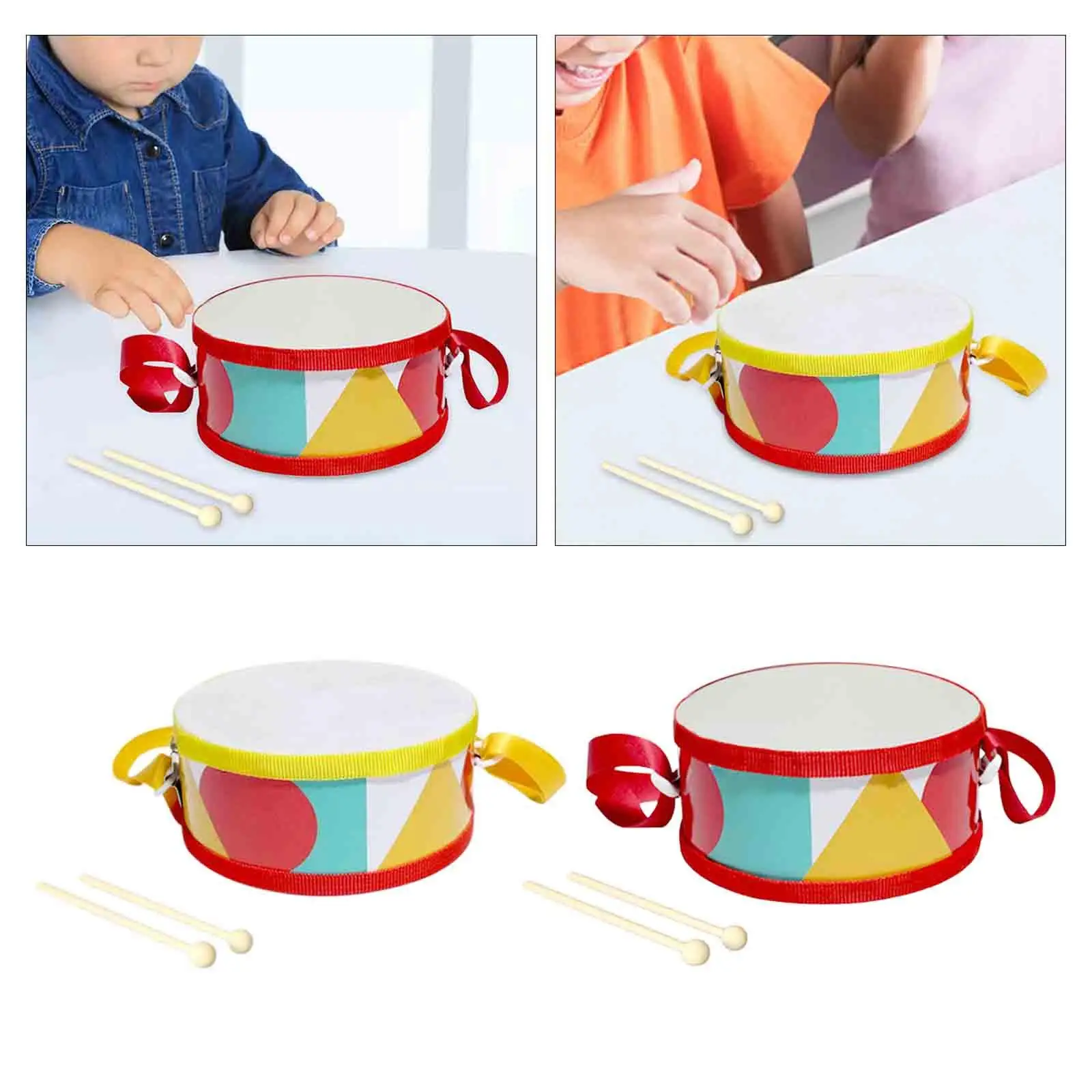 Montessori Toy Hand Drum Exercise Game with Strap Double Sided Drum Bass Drum Montessori Toy Hand Drum Exercise Game with Strap Double Sided Drum Bass Drum