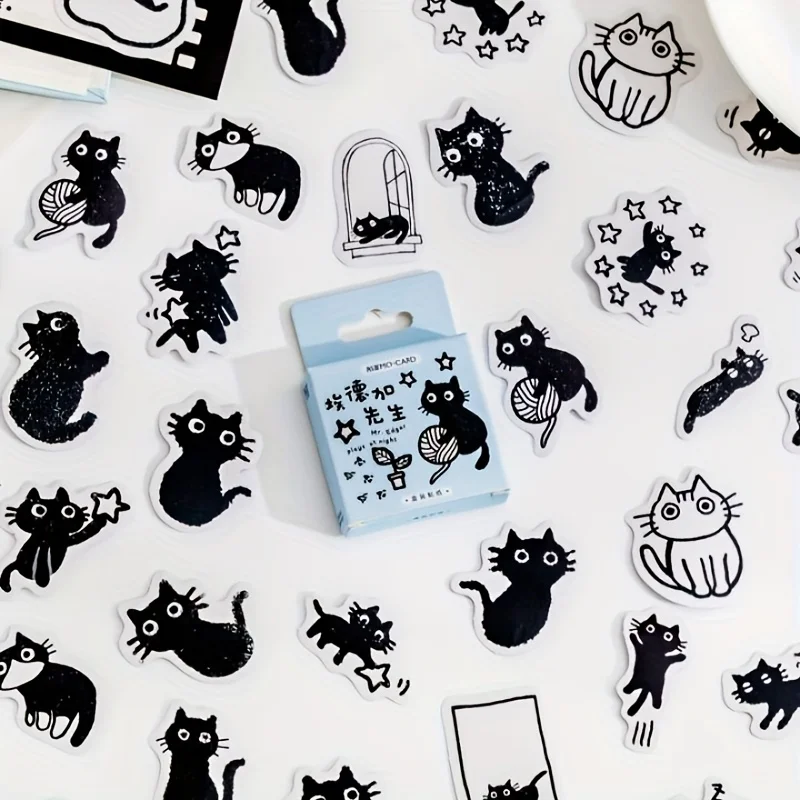 

MOHAMM 45pcs Cute Animal Cat Paper Stickers Decorative Material Stickers for Collage Scrapbooking DIY Journaling Gift Stickers