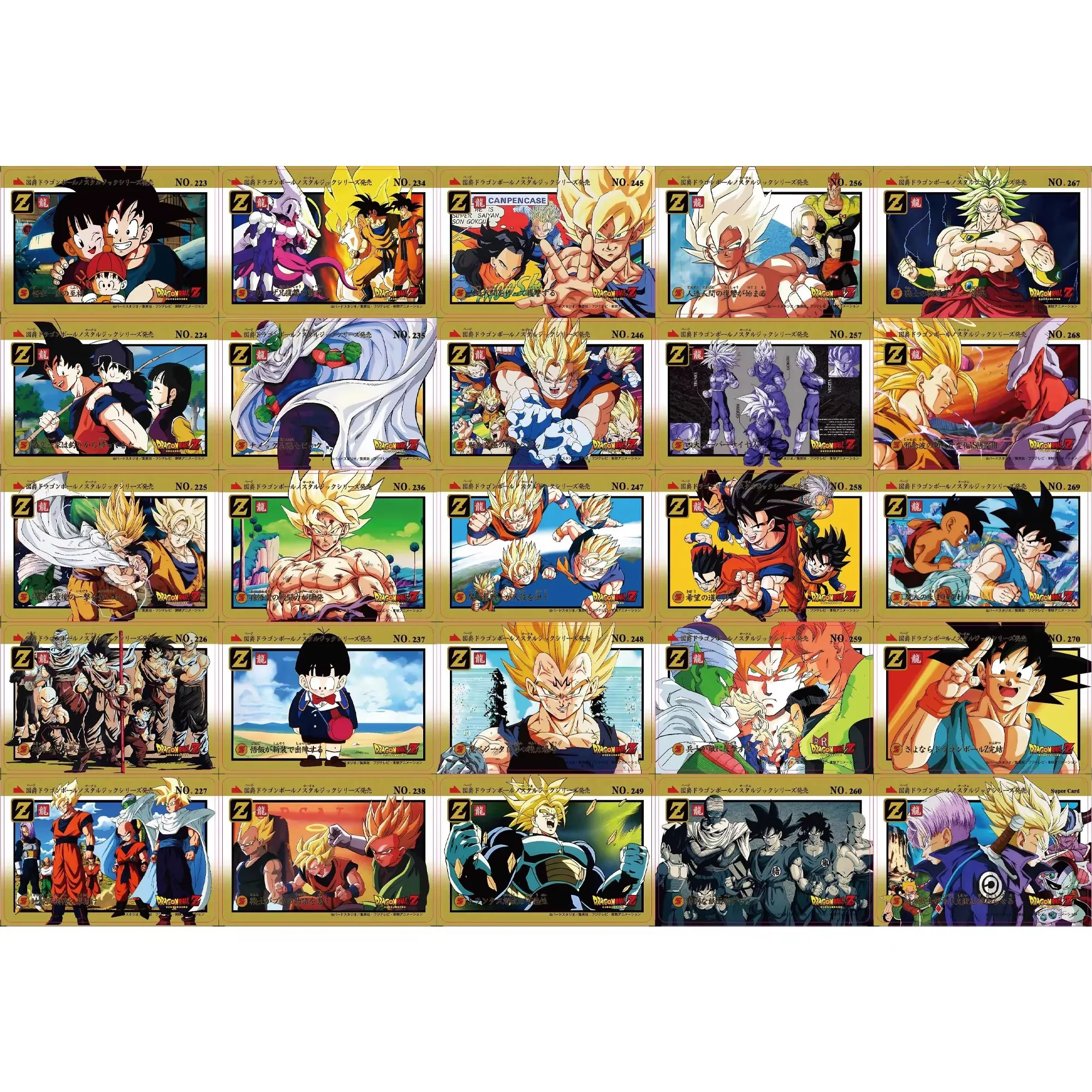 55Pcs/set Dragon Ball Z Super Saiyan Goku Gohan Vegeta Trunks Frieza Fighting Flash Card Classic Anime Collection Cards Gift Toy