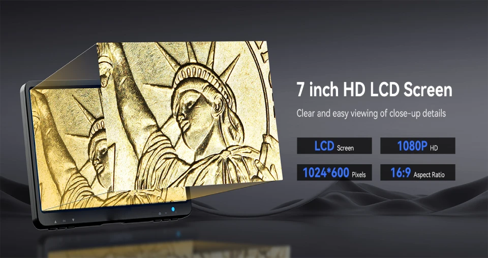 Description Picture 3 of item7‘’ Digital Microscope 1200X Zoom 12MP HD Electronic Microscopes Camera Magnifier for Soldering Phone Repair Microscope 32GB