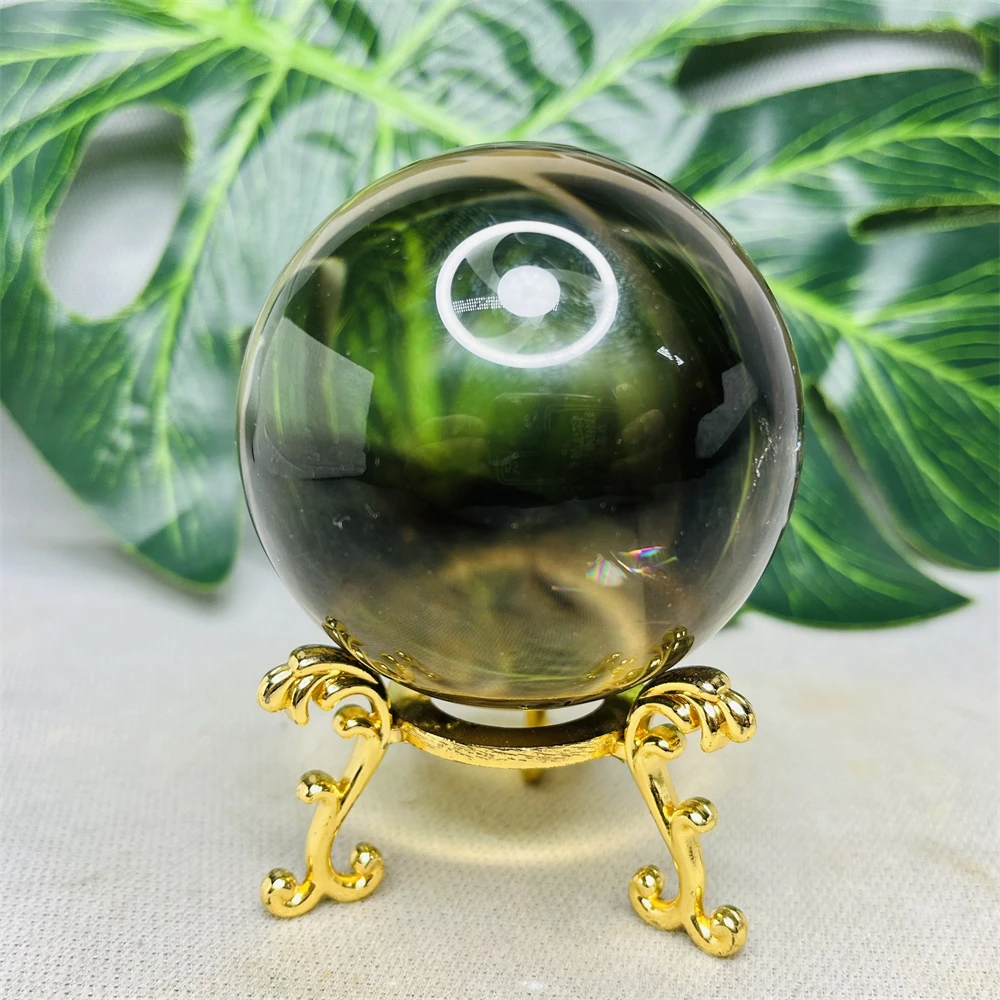 Natural Gemstone Smoke Yellow crystal Ball Rainbow Quartz Hand Polished Home Room Decoration Gift Spiritual Stone Healing 2