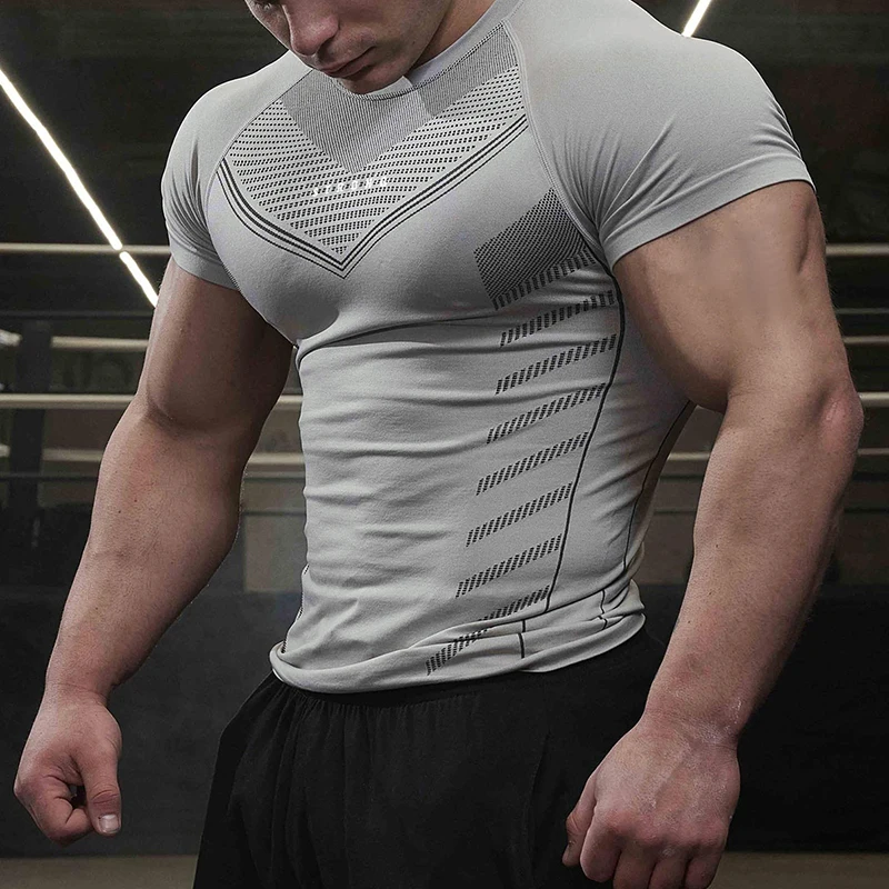 

Футболка мужская Спортивная быстросохнущая, высокоэластичная, с коротким рукавом, для занятий спортом, бодибилдингом, фитнесом, повседневная, для бега