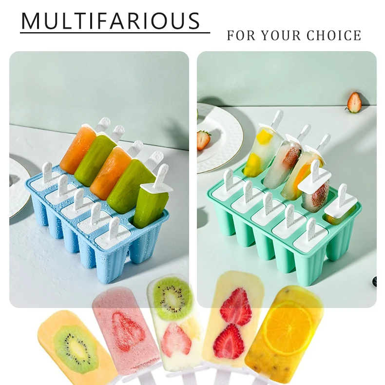 Description Picture 4 of item12-6 Cavities Silicone Popsicle Molds Easy Release Ice Cream Makers with  Reusable Stick & Funnel & Cleaning Brush,BPA FREE