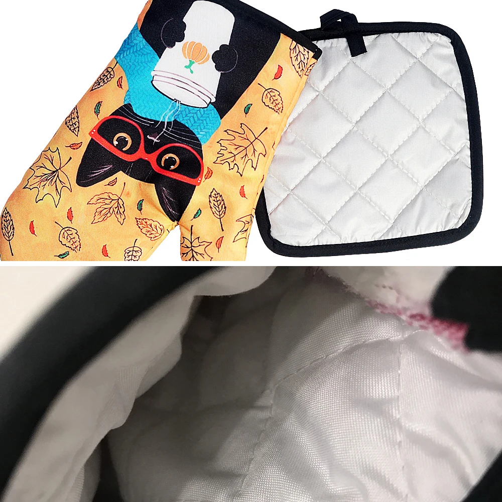 Kitchen Gloves Cartoon Characters Oven Glove Polyester Pizza Oven Mitt Bake Glouse Cooking Kitchen Tools Accessories Potholders Women