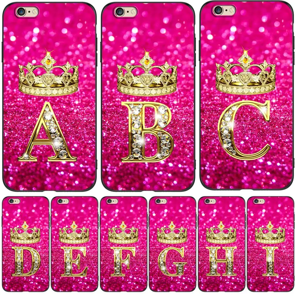 Per Iphone 5 S 5 S Se 2016 4.0 "Custodia Per Telefono Cover Iphone 6 S 6 S Plus Funda Bumper Custodia In Tpu Nero Lettera Diamond Crown Pink