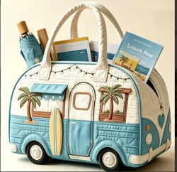 Quilted Bus - Themed Large Capacity Travel Tote (L)