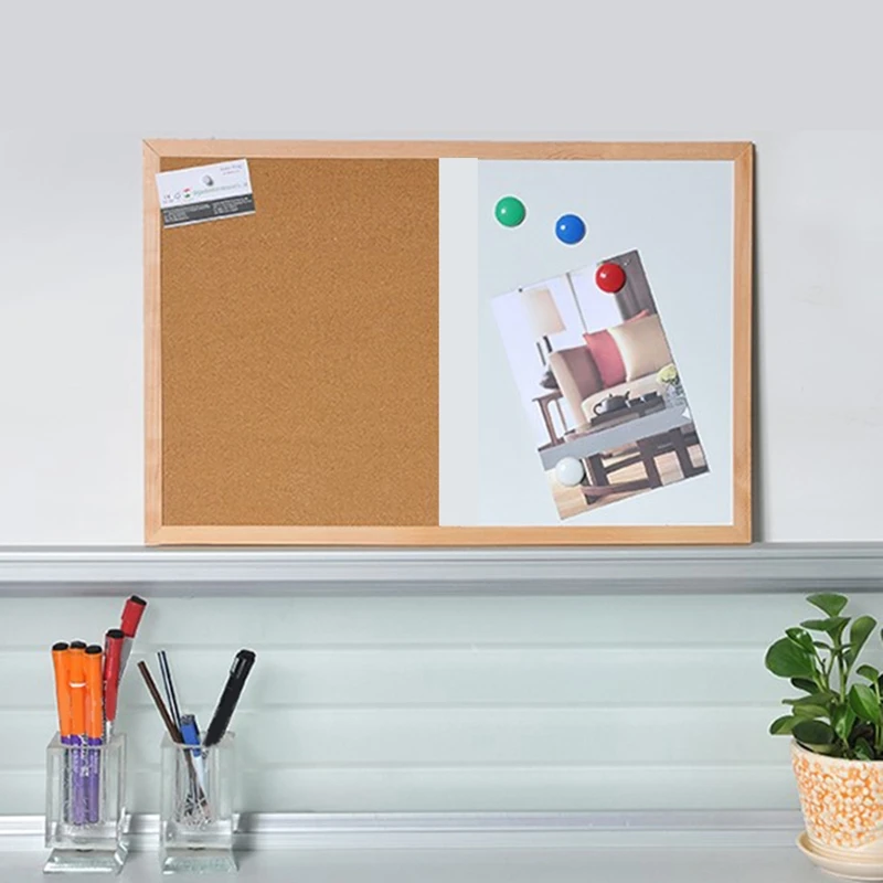 Message Cork Board Wood Frame Whiteboard Drawing Combination Magnetic Boards N0HC
