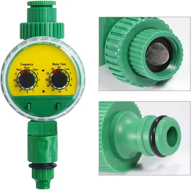 Tuyau d'arrosage automatique électronique de jardin en plastique vert extérieur, minuterie d'irrigation, tuyau d'eau de robinet 4