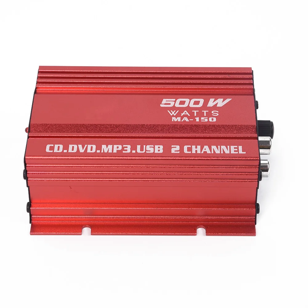 1 Pc Red Car Audio Amplifier 12V 500W 2 Channels Mini Hi-Fi Stereo Audio Amplifier Amp Subwoofer Aluminum Alloy Car Electronics