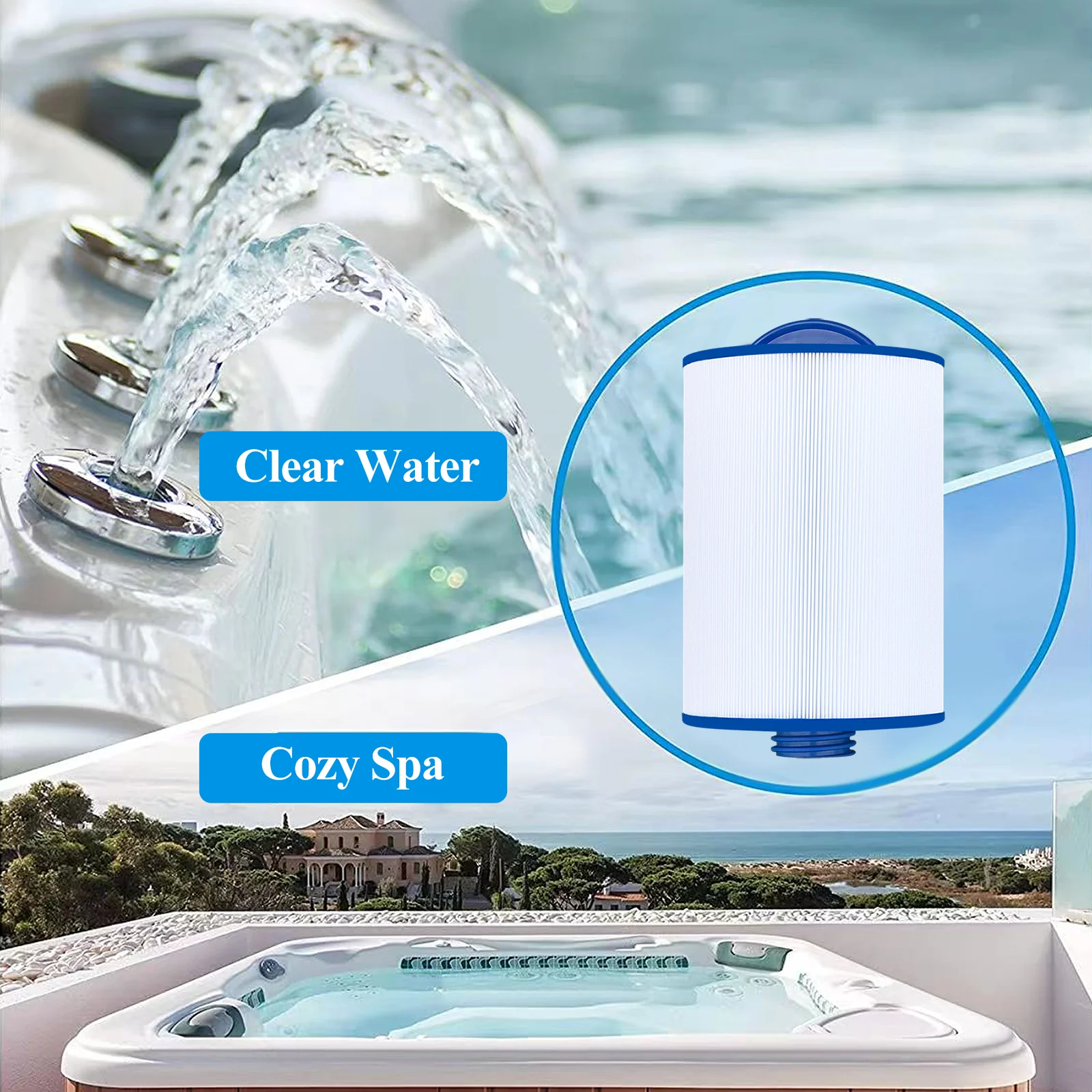 2pack  spa filter  hot tub filter, for Unicel 6CH-940,  Filbur FC-0359, pleatco PWW50P3,1 1/2" Thread Screw, 45 SQ.ft .C 6