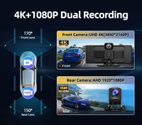 Caméra embarquée 2025 Imagebon H9 Plus 10,26 pouces 4K ADAS avec CarPlay et Android Auto sans fil, vision nocturne, surveillance de stationnement 24h/24, enregistreur vidéo de conduite 3