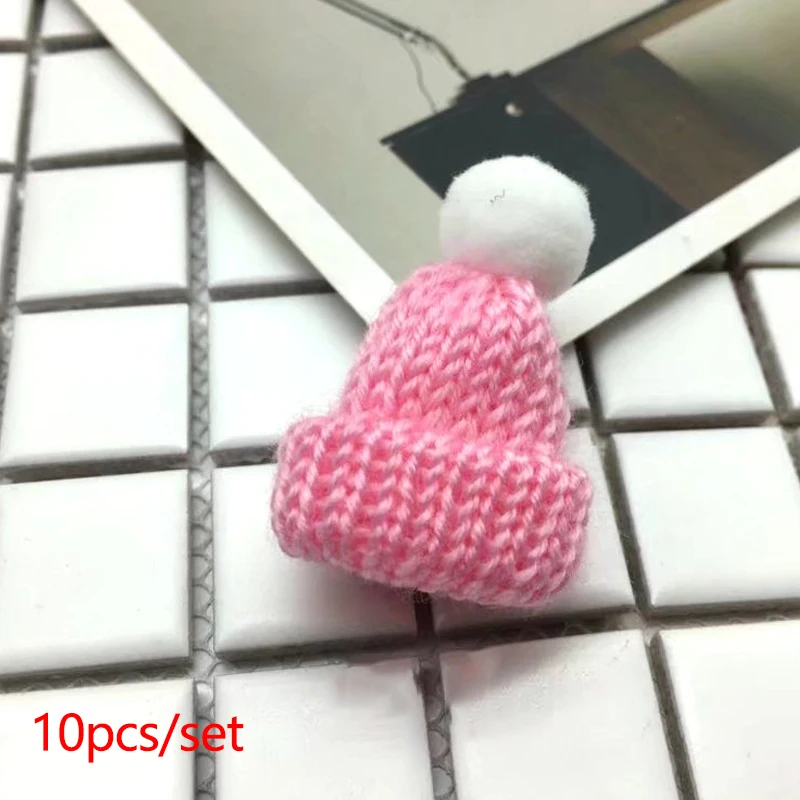 Christmas beanie hat 10Pcs Mini Christmas Knitting Hats Santa DIY Crafts Party Small Knit Cap Bottle Cover Snowman Beanie Hat Xmas New Year Decor