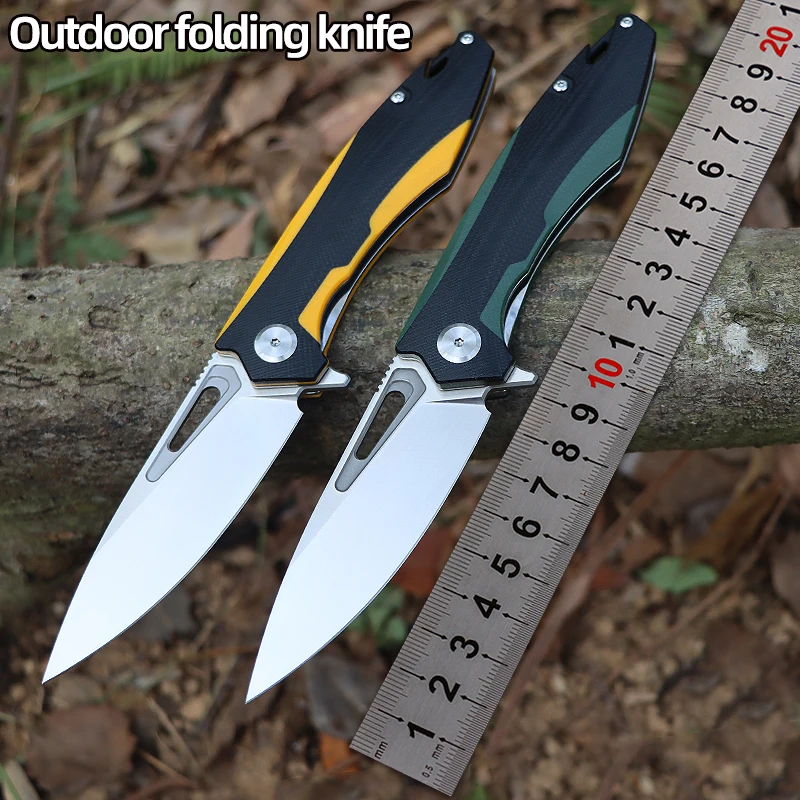 

Portable Folding Knife D2 Steel High Hardness G10 Handle Ceramic Bearing Outdoor Survival Cutting EDC Tool