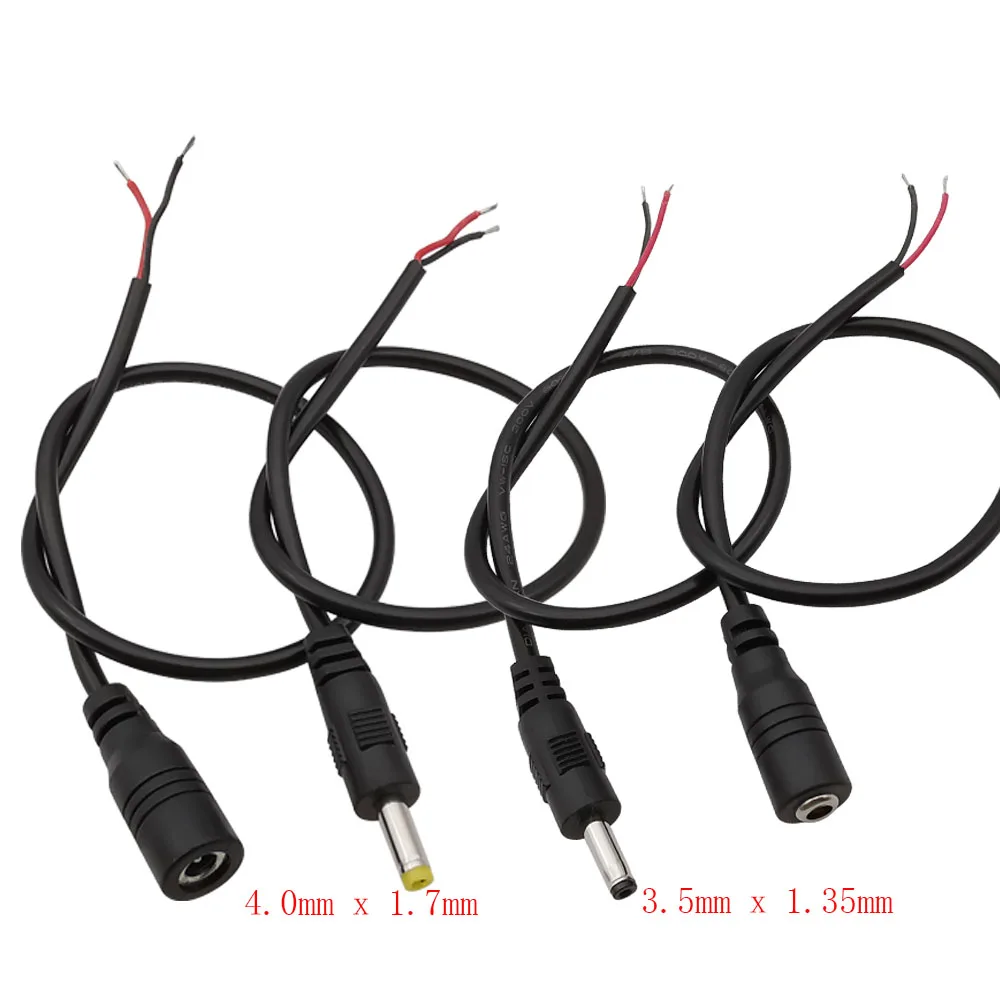 10Pcs DC 3.5 x 1.35mm / 4.0x1.7mm Male Female Jack Plug Power Charging Cable Connector Pigtail DIY Repair Cord