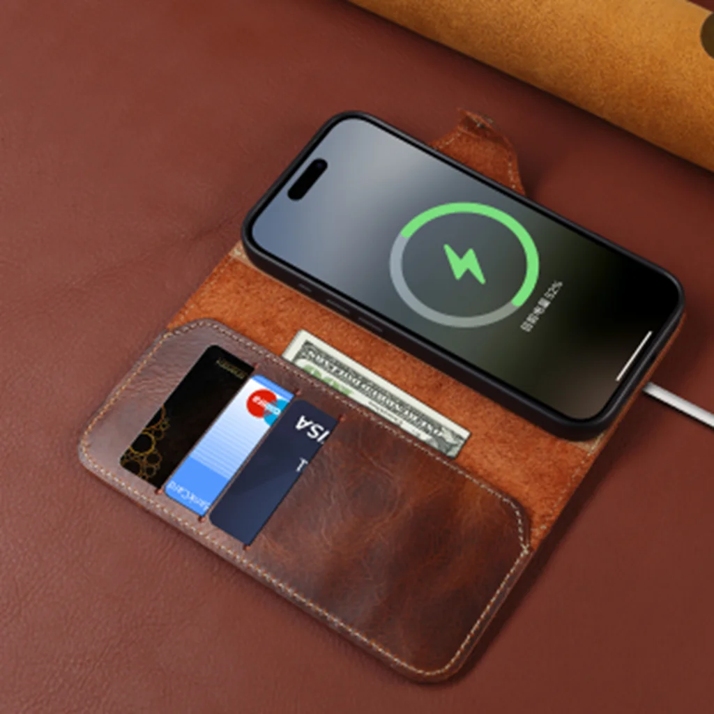 Luxurious Vintage Cowhide Leather Flip Wallet Phone Case