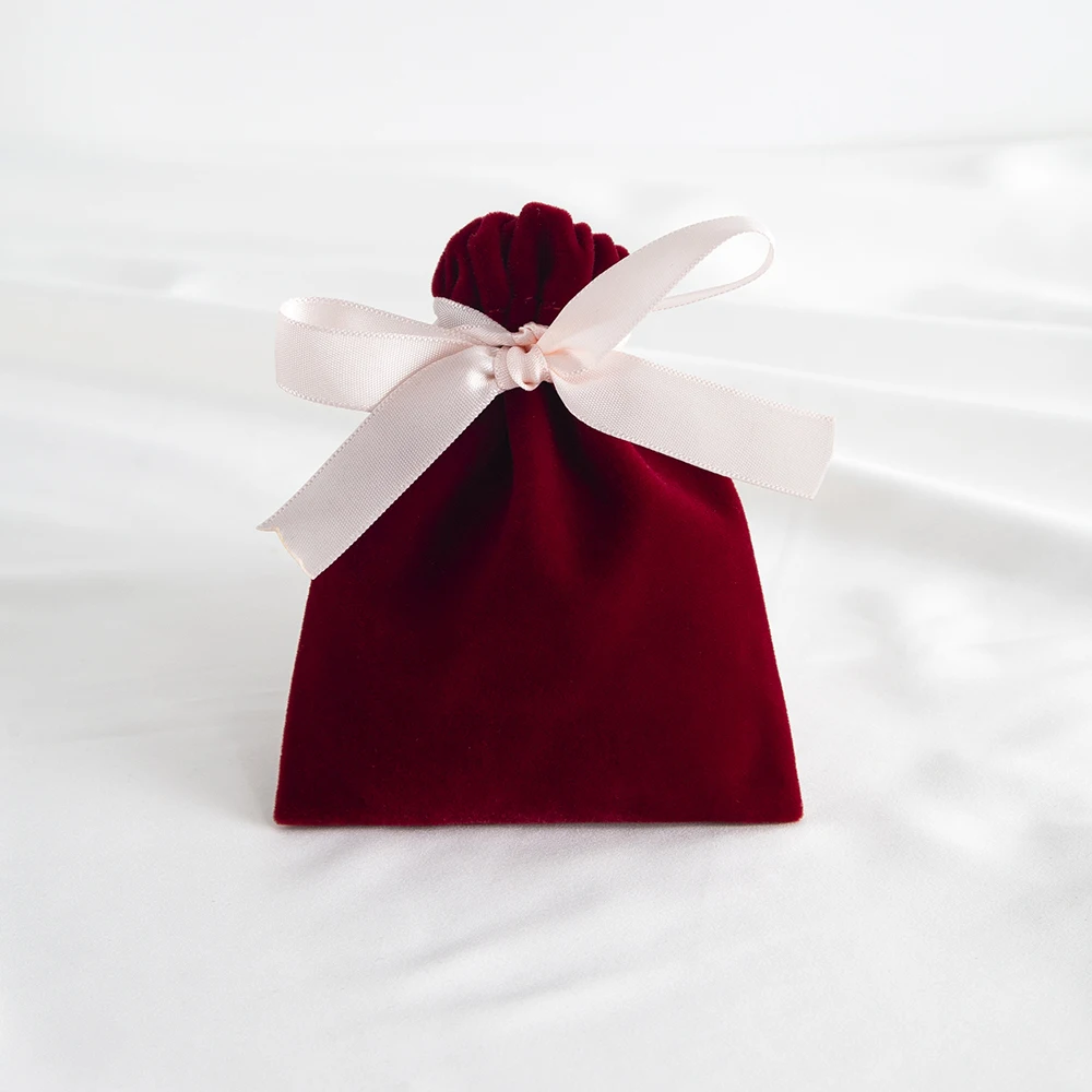 Luxury Beige Velvet Jewelry and Gift Pouches - Set of 10