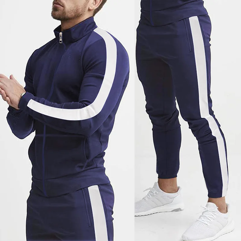 2023 Europe and The United States New Leisure Sports Suit Color Match Male Youth Personality Hooded Tide Sports Suit Men Men