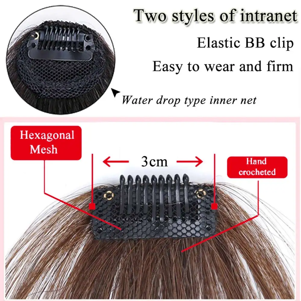 Synthetic Air Bangs Heat Resistant Hairpieces Hair Women Natural Black Light Brown Bangs Hair Clips For Extensions synthetic bangs