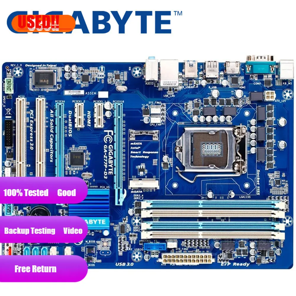 Gigabyte Ga-z77p-d3 Desktop Placa Mãe Z77 Soquete Lga 1155 i3 i5 i7 Ddr3 32g Atx Uefi Bios Original Z77p-d3