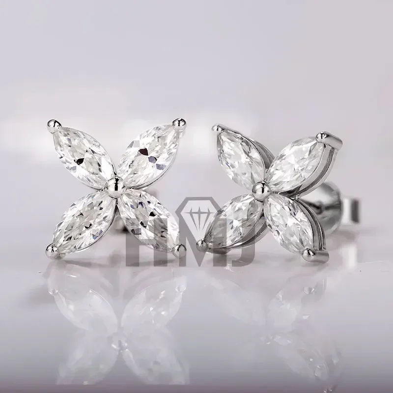 Jewelry Set Real Moissanite Earrings Necklace 925 Sterling Silver Plated 18K Gold Engagement Party