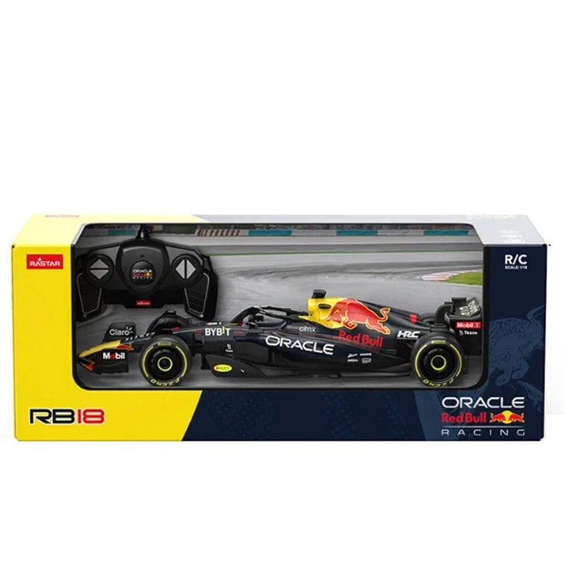 Maquette Voiture RC 1:18 F1 Red Bull RB18 Max Verstappen, modèle de course jouet sur fond blanc.