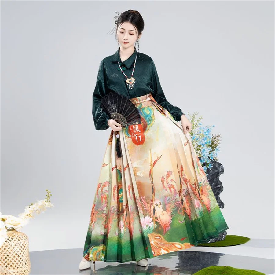 

Horse Face Skirt Hanfu Original Chinese Ming Dynasty Women's Traditional Dress Mamianqun Skirt Daily Horse Face Pony Vest Skirt