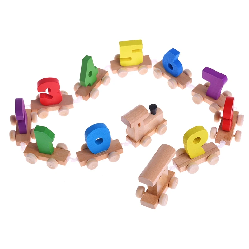 

Wooden Digital Train 0-9 Number Kids Preschoolers Learning Educational Gift