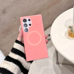 Luxury Ins Chic Jelly Liquid Silicone Shockproof Matte Case with MagSafe - Samsung S25Ultra (Rose Pink)