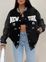 Enjoy Text 1783 Print Loose Street Baseball Jersey Women Soft Sport Jackets Autumn Casual Sportswears Fashion Button Veste