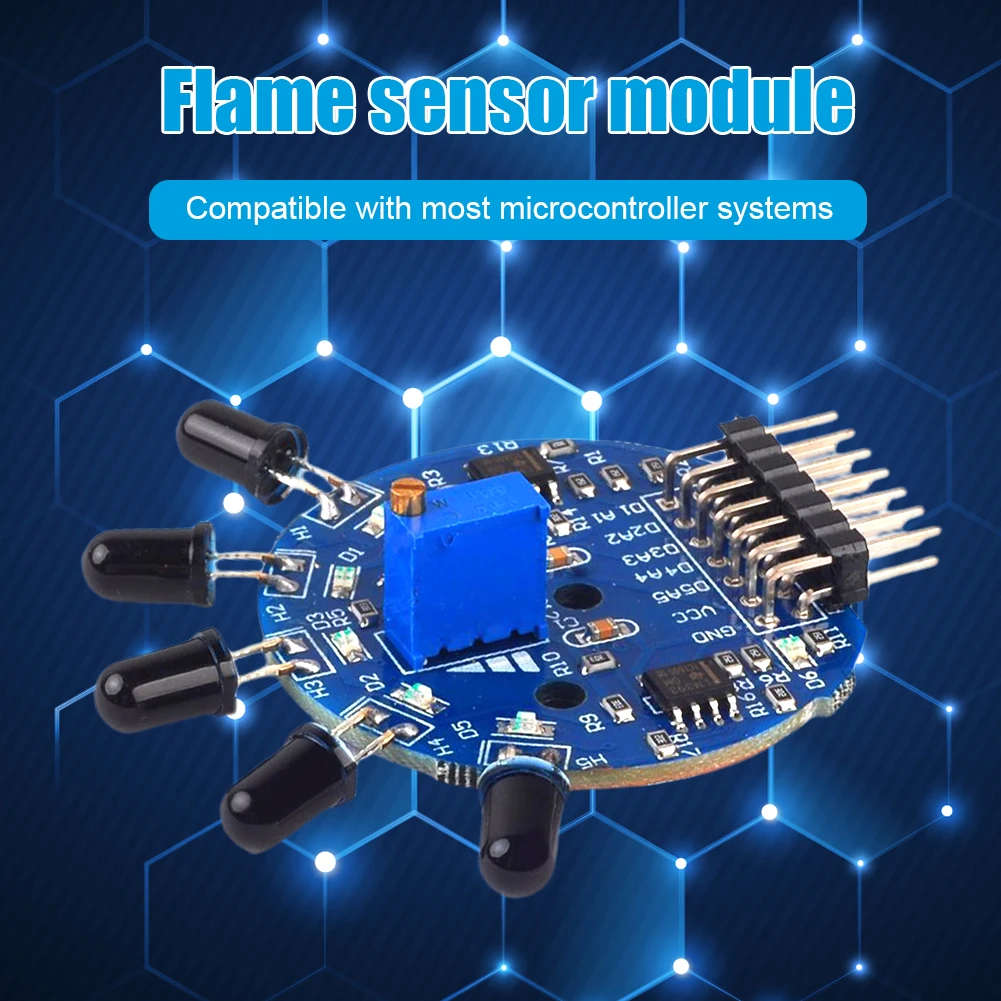 5 Way Flame Sensor Module Dual Output Flame Detection Module 3.3V-9V Easy Installation for Arduino Accessories