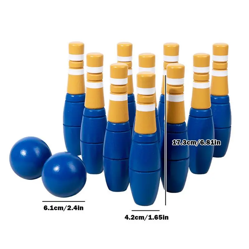 Wooden Bowling Game Set Children's Wooden Backyard Bowling Game Bowling Game Toys With Smooth Surfaces For Parties Carnivals