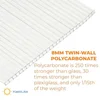 Greenhouse Panels 8mm Twin Wall Polycarbonate Roof Sheets 0.32" Clear Shatterproof UV Protection Shatterproof Insulation Optimal 6