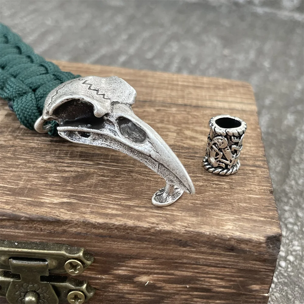 Bracelet Rétro Viking Odin Corbeau Crâne pour Homme et Femme, Gothique, Perles de Dragon, Accessoires de Bijoux Wicca, Livraison Directe
