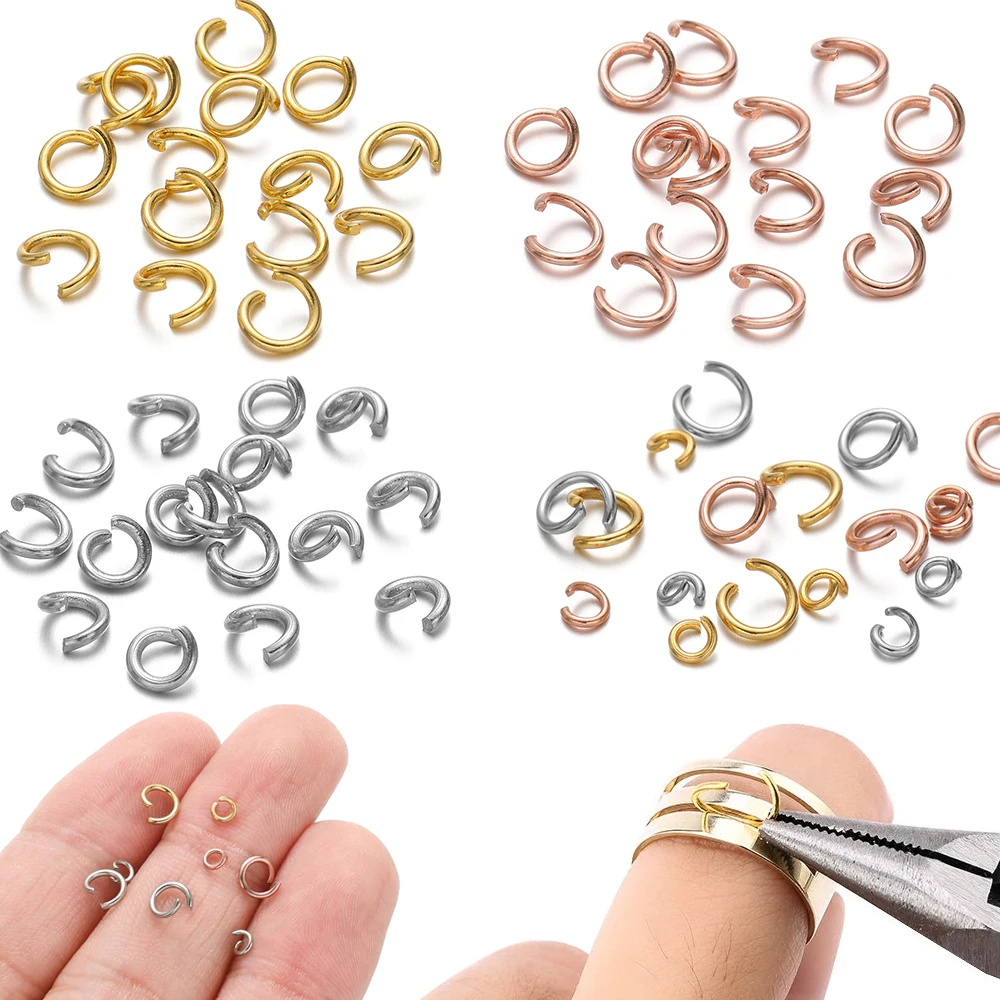 100-200 unids/lote de anillos abiertos de acero inoxidable, conector