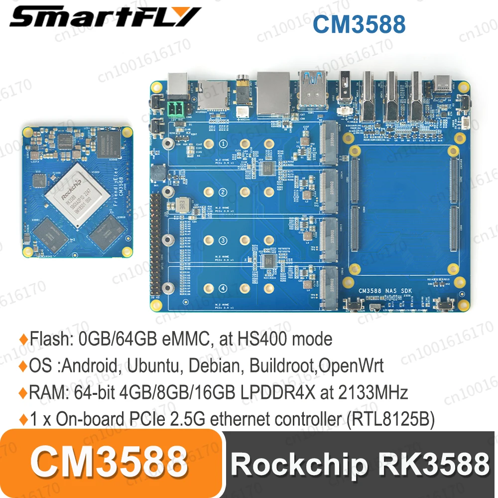 Módulo de Computação Kit Nas Rockchip Rk3588 Placa de Desenvolvimento Soc On-board Pcie 2.5g Controlador Ethernet Suporte Openwrt Cm3588