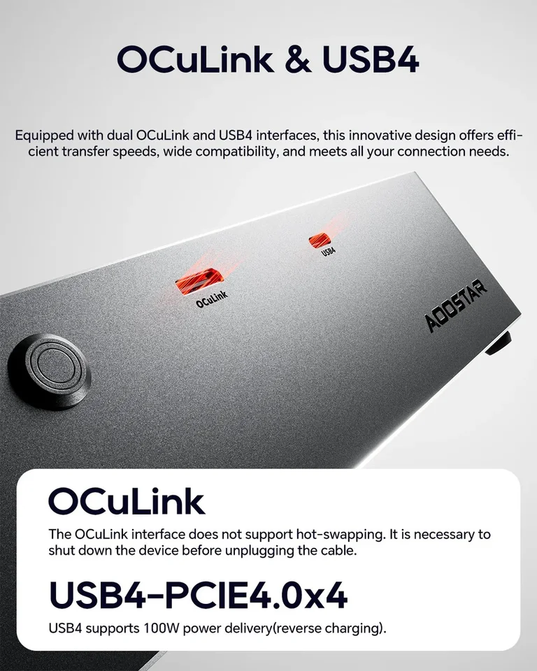 AOOSTAR AG02 EGPU Dock OCuLink & USB4 External GPU Enclosure
