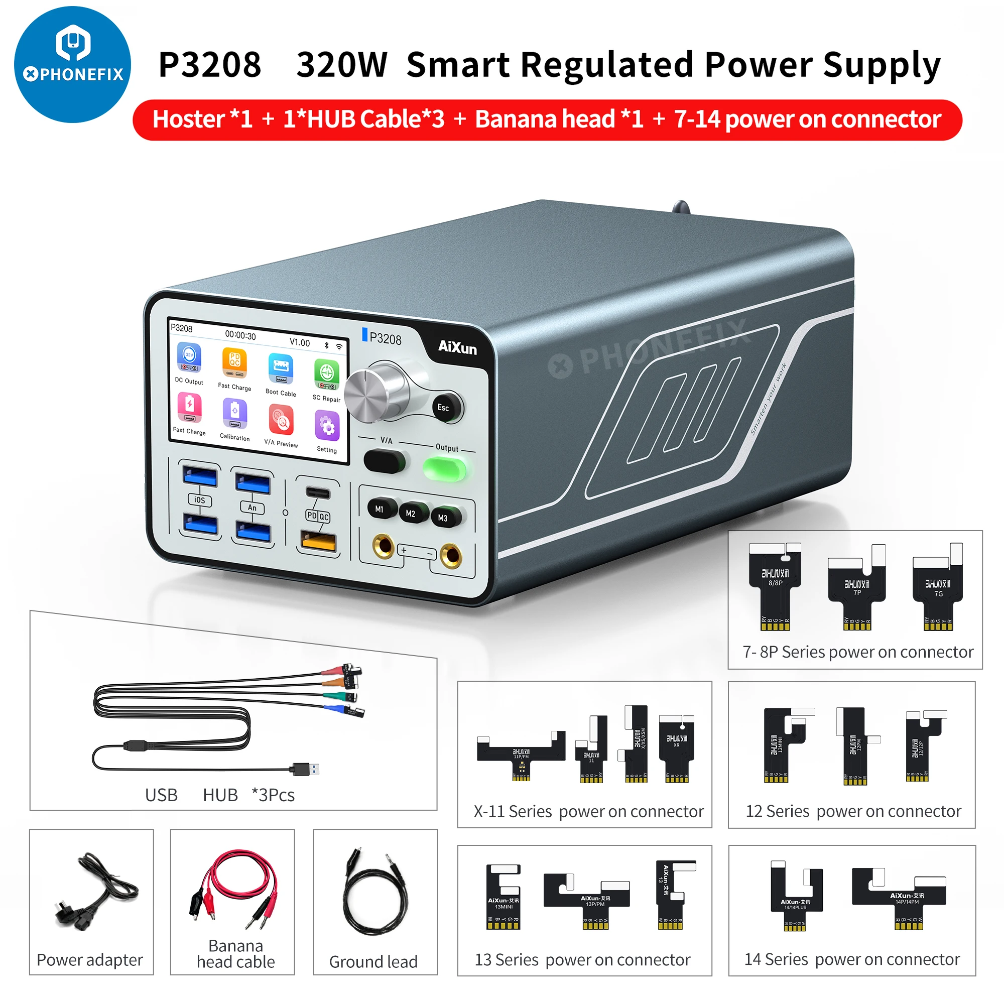 

Умный амперметр напряжения Aixun P3208 32 В/8A, регулятор силы тока, тестер короткого замыкания для iPhone 6-14PM, тест включения с помощью одной кнопки