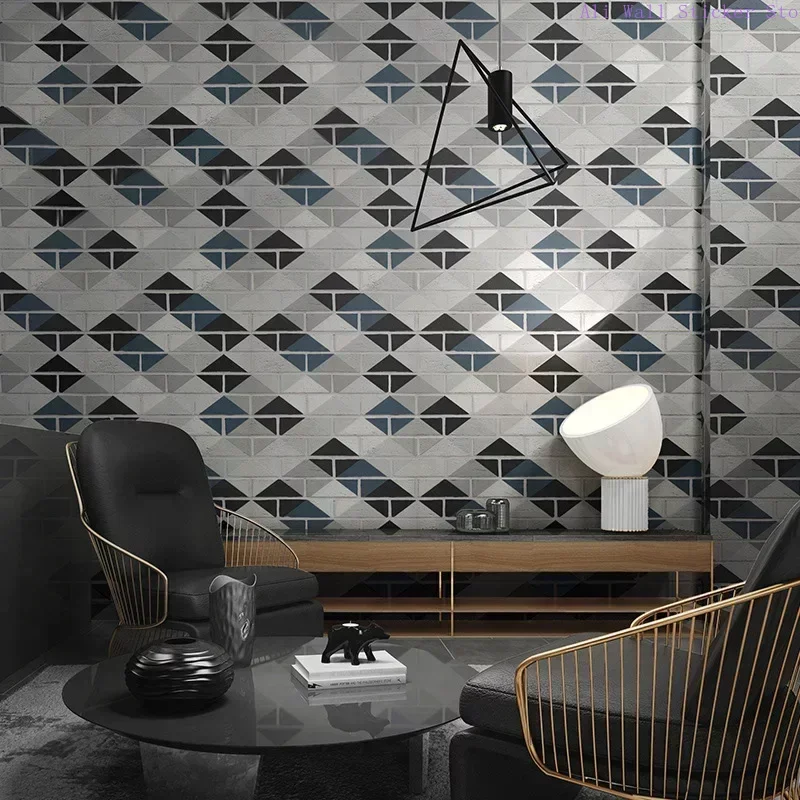 

Nordic diamond checkered brick pattern wallpaper for living room bedroom barber shop clothing store nonself adhesive wallpaper