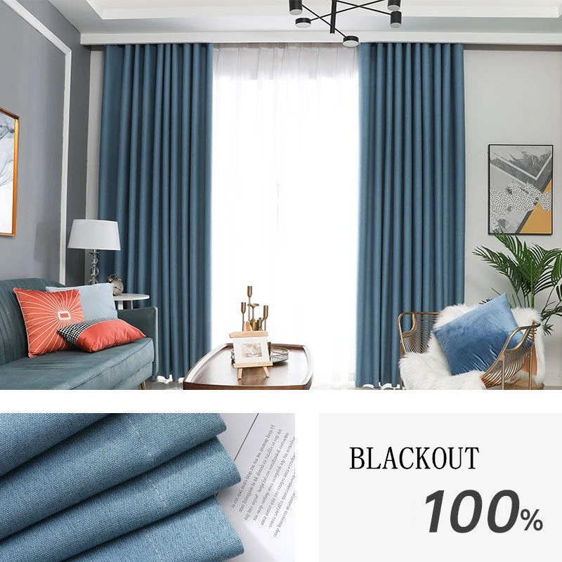 310cm Height 100% Blackout Soundproof Curtain Faux Linen Curtains For Bedroom Living Room Drapes Window Blackout Curtains