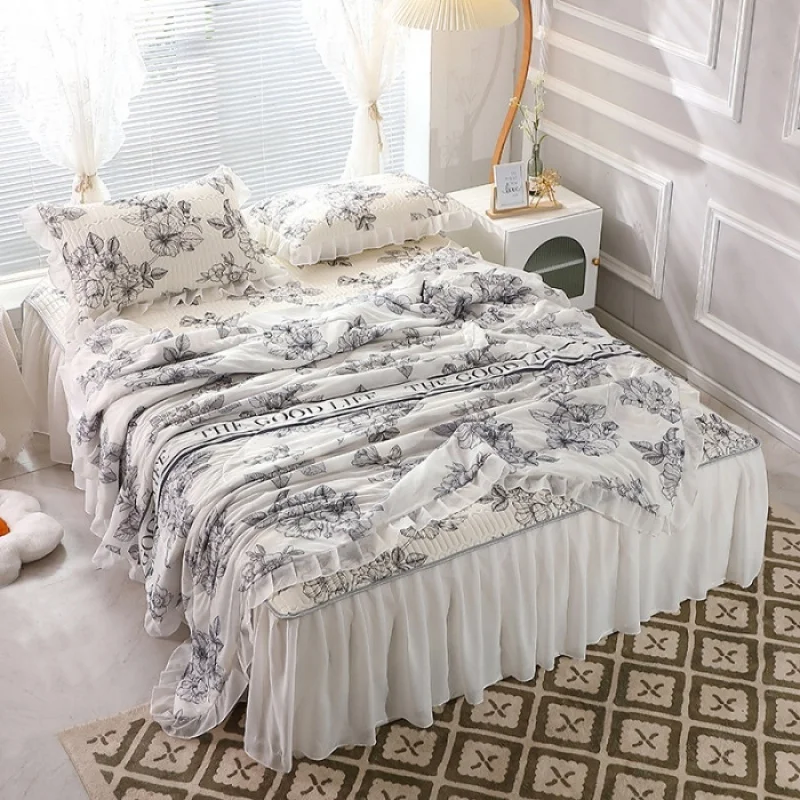 

Class a Ice Silk Latex Bed Skirt Three-Piece Set Household Summer Quilt Viscose Fiber Mat Washable Air Conditi