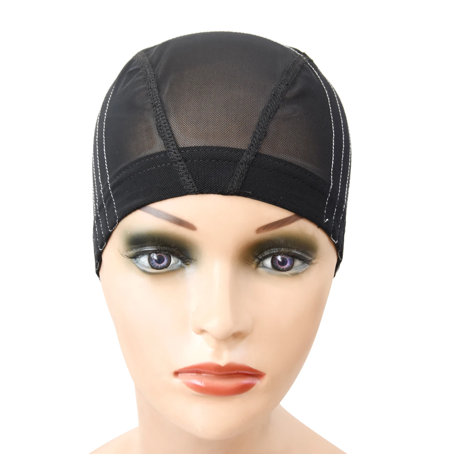 Mesh Cap with White Line Glueless Dome Cap with Guideline for Beginner Mesh Wig for Making Wigs 1pc