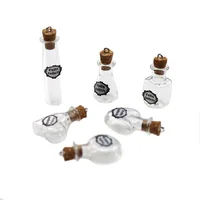 1/2/3/5pcs Mini Cork Bottles Vial Glass Pendants Necklaces Felix Felicis Magic Lucky Wishing Bottle Crystal Women Jewelry Gift 2