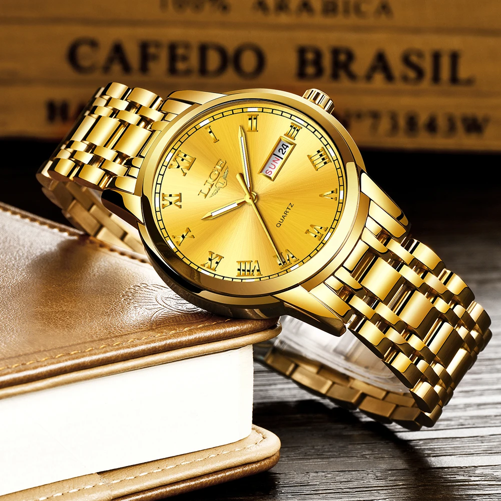 LIGE Watch for Men Top Brand Luxury Men Watches Stainless Steel Business Waterproof Wirstwatch Man Quartz Watches with Calendar