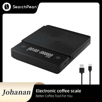 SearchPean Johanan 디지털 전자 커피 주방 저울 스마트 타이머, USB 2kg, 0.1g, 무료 배송, 패드 보내기, 남녀공용 선물