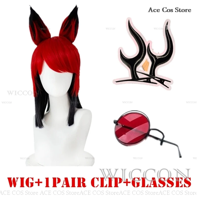 AIYINIY Accesorios Para Cosplay De Hotel, Gafas De Astor Y Cuernos De Diablo, Horquilla Para Disfraces, Accesorios De Anime, Hazbin, Hotel, Halloween, Fiesta De Máscaras, Accesorios (gafas De Lastor