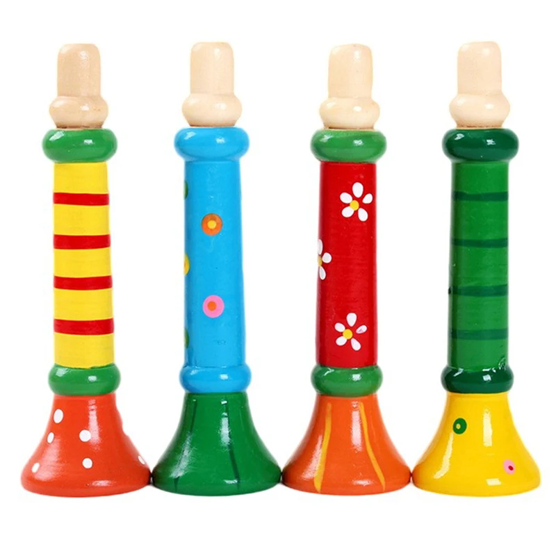 Musical Instruments 1Pc Wooden Trumpet Piccolo Flute Small Speakers Kid Musical Instrument Education Toy Safe Non-toxic Trumpet Piccolo 13x3.5x1.5cm