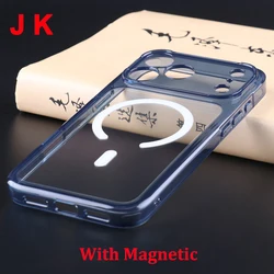 Crystal Clear Shockproof Protective Phone Case - Transparent Anti - Drop Back Cover for iPhone 17 Pro Max (JK Blue Magnetic)