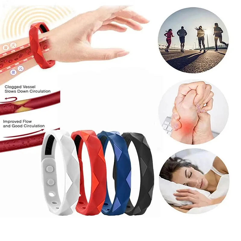 

Unisex Sugar Regulator Bangle 6-Hole Adjustment Sports Wrist Strap Pain Relief Silica Gel Bracelet Negative Ion Wristband Gifts