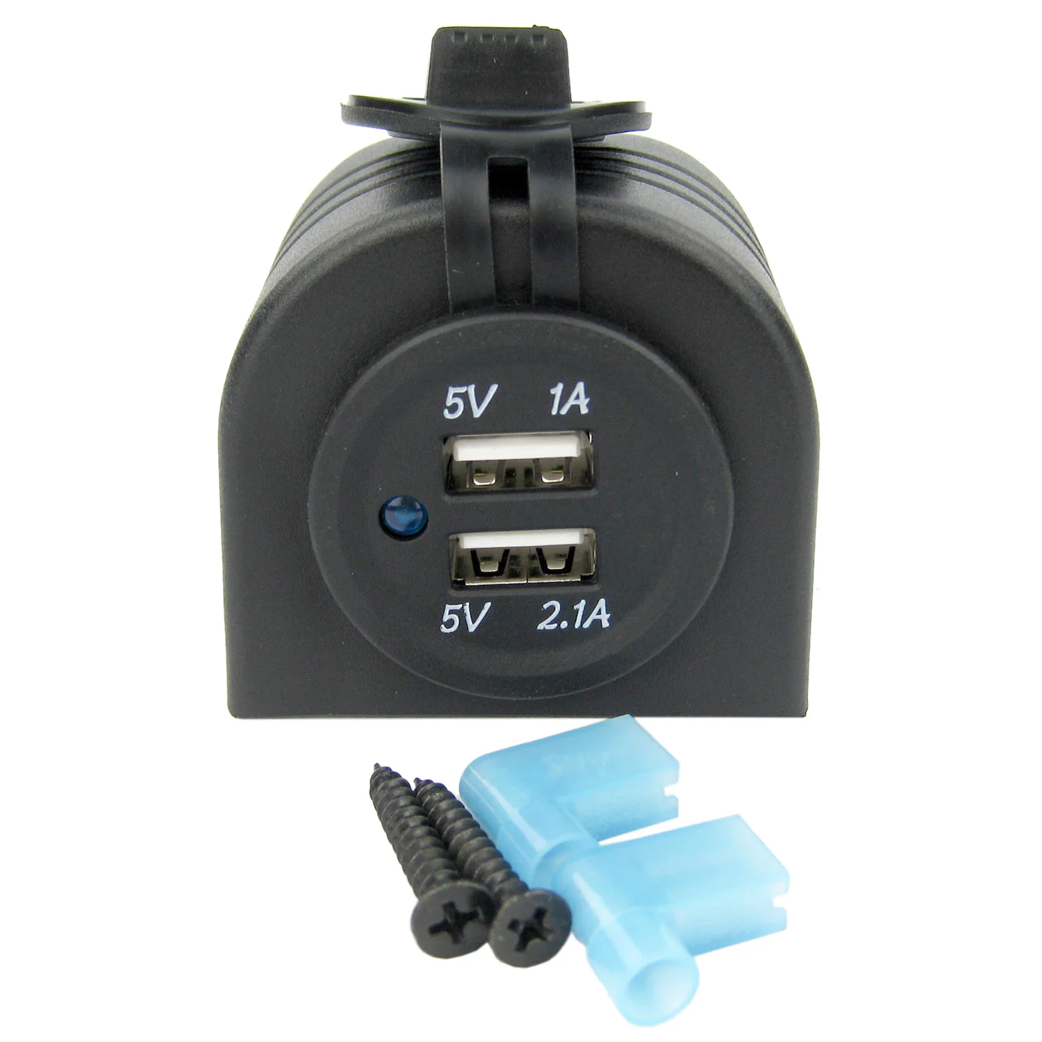 Marine Double USB Charger Blue LED Dual USB Socket Boat Surface Mount