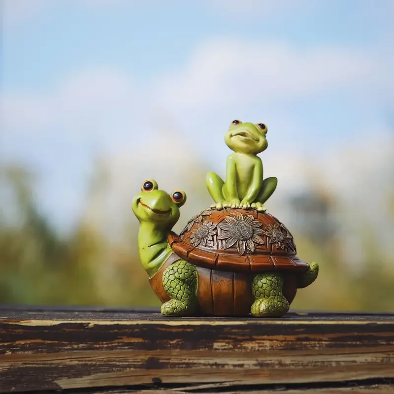 Resin Ornaments Cute Turtle And Frogs Sculpture Resin Home Garden Decoration Ornaments Animal Statue For Party Room Garden Decor Funny Gift Garden Statue Garden Decoration Resin Statue Resin Handicraft Ornaments Animal Ornaments Turtle Resin Statue
